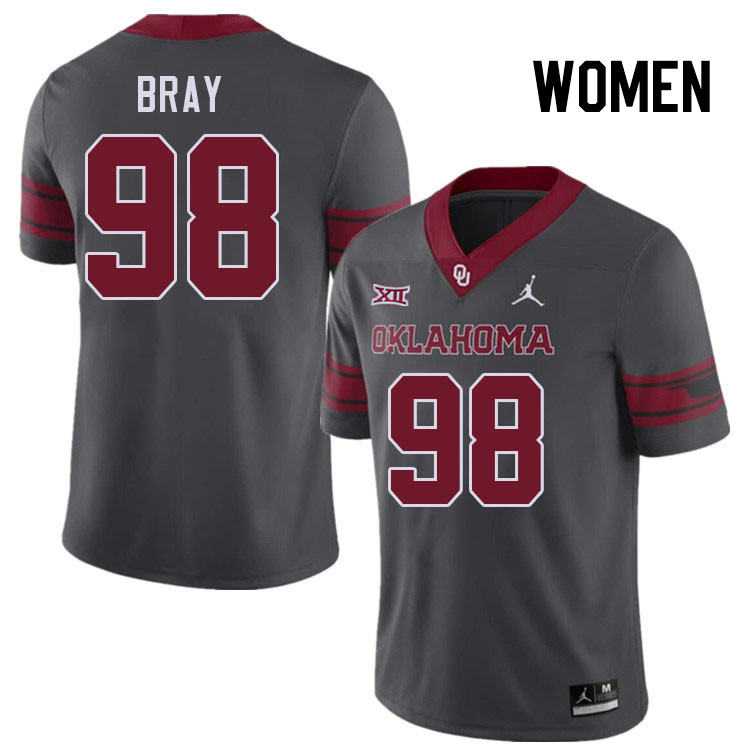 Women #98 Hayden Bray Oklahoma Sooners College Football Jerseys Stitched-Charcoal